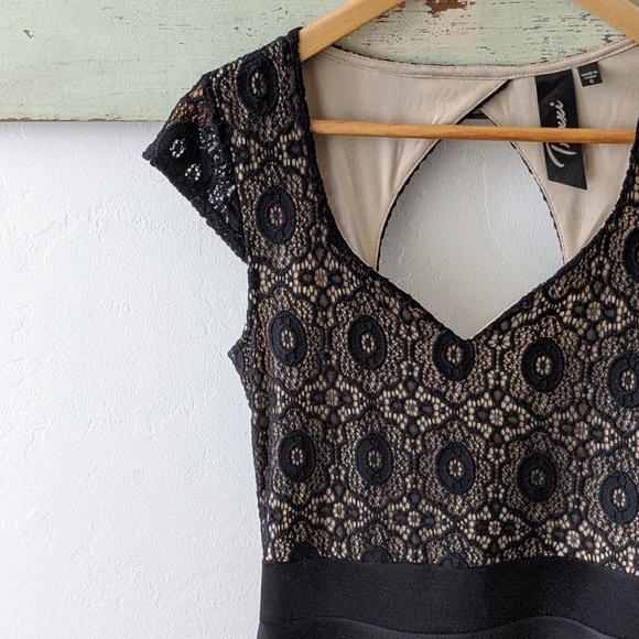 TRIXXI I Open-Backed Stretchy Black Lace A-Line Mini Dress, S - Picture 1 of 16